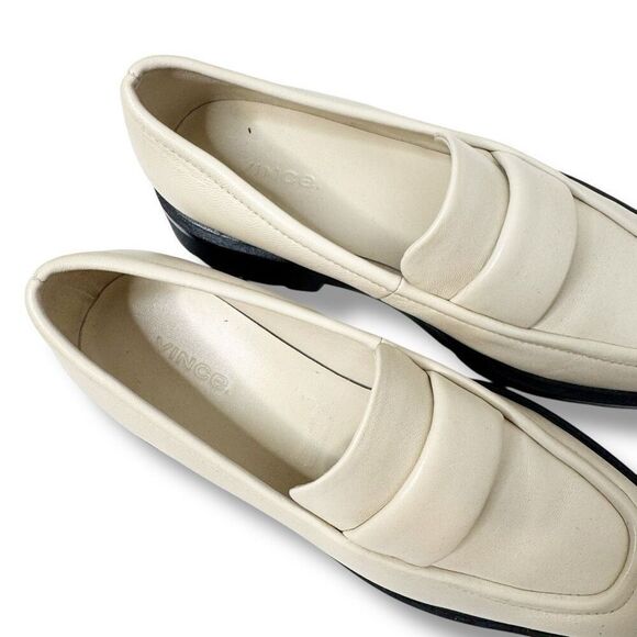Vince Robin Leather Loafer in Moonlight Cream Lug Soled Heeled Women’s Size 7.5 - Picture 3 of 11